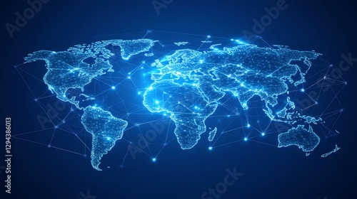 Visualizing global connections using abstract icons and map high resolution picture