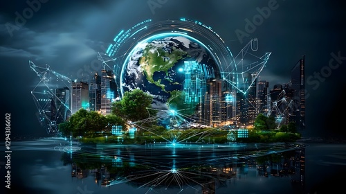Sustainable Digital Eco Landscape Visualizing Green Future Innovations for a Better Interconnected World of Eco Conscious Business and Technology