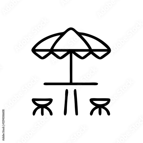 Beach cafe icon outline for summer vacation, dining concept
