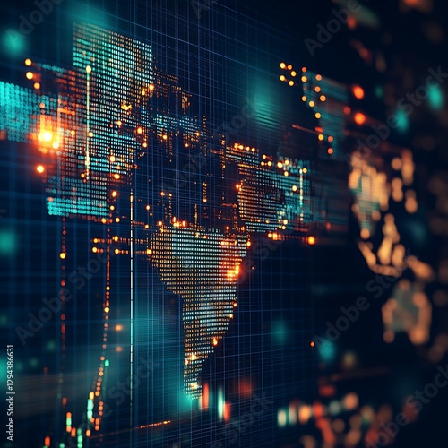 Visualizing worldwide connections with icons and geographic map high resolution picture
