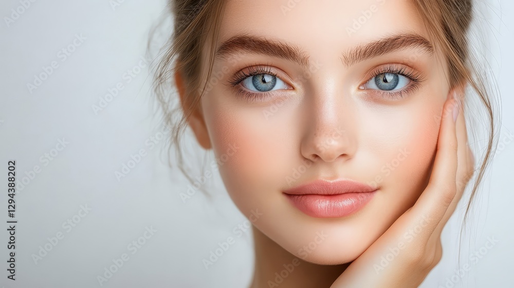 Captivating blue eyes, a striking portrait of woman on white background Captivating blue eyes, a striking portrait of woman on white background