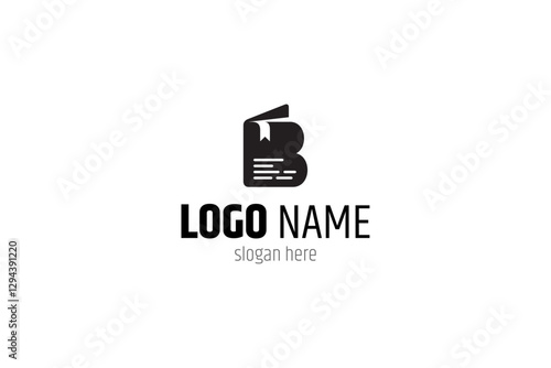 B letter logo with Book combination in flat vector design style