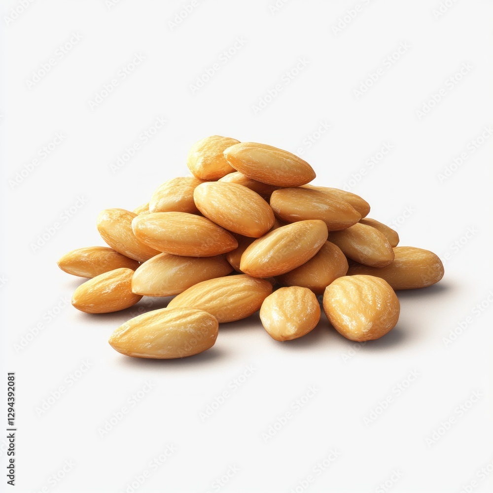 A pile of whole almonds on white background. (1) A pile of whole almonds on white background. (1)