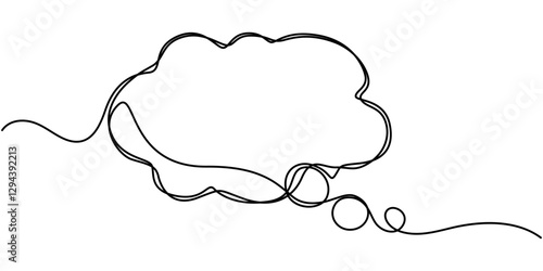 Speech Bubble Single Line Icon, Speech bubble shape one line drawing of isolated continuous outline vector icon, Speech Bubble Continuous Line Icon, Speech bubble continuous one line drawing.