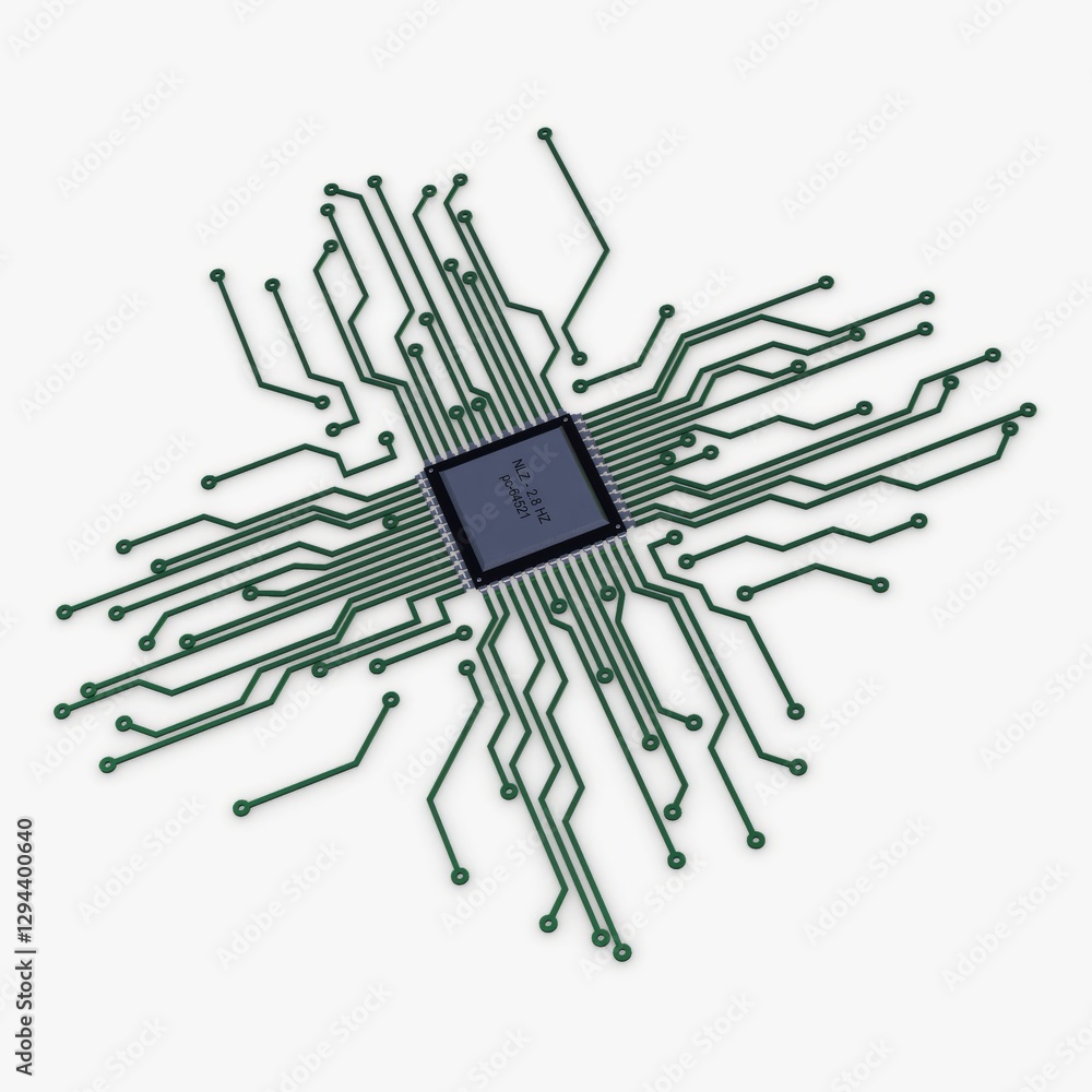 Illustration 3D Render Electronic Circuit Tech Elements Illustration 3D Render Electronic Circuit Tech Elements