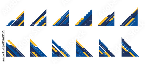 Modern Geometric Abstract Shape Border and Corner Frame Vector Set Collection. Decorative Elements Corners, Borders, and Frames. Modern Shape for Banners, Certificates, Invitations, and Covers Design