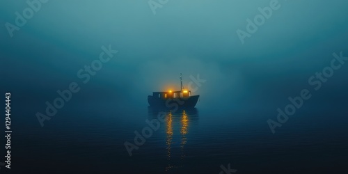 Boat in Foggy Ocean
