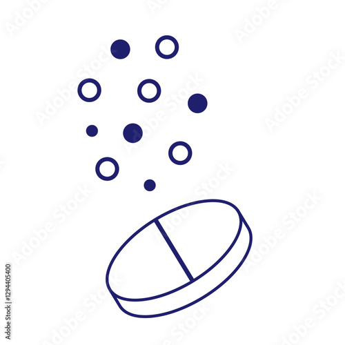 A soluble tablet. An effervescent pill. Interaction of the drug with alcohol. Icon. Vector illustration. Eps 10. Vector illustration.