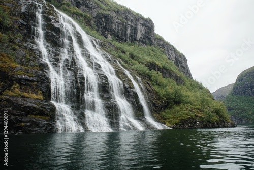 Explore the untamed beauty of norwegian waterfalls amidst steep cliffs and rugged landscapes