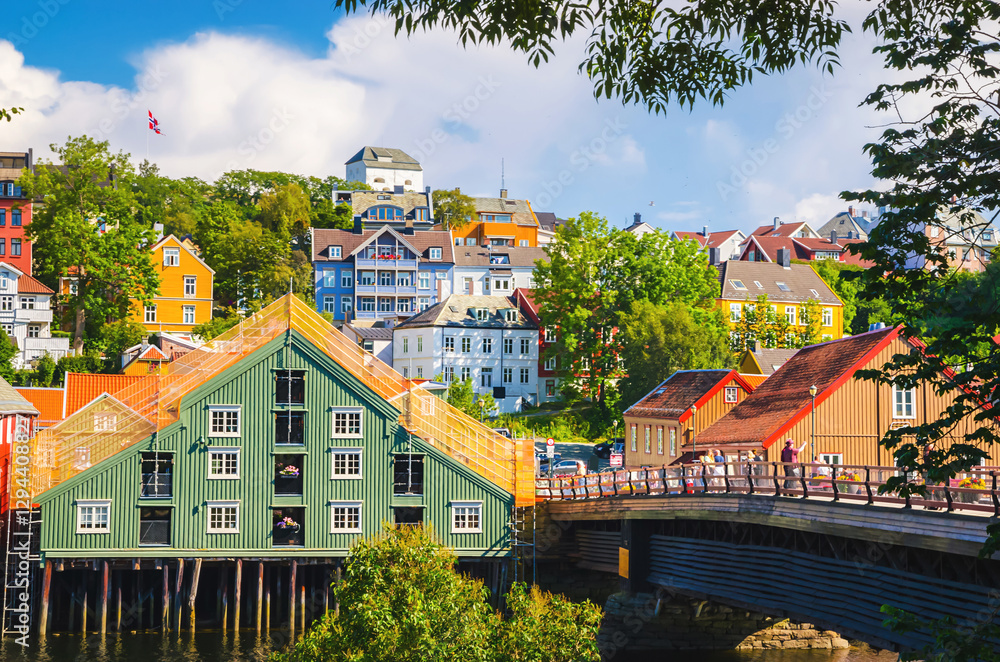 Panoramic view of beautiful city Trondheim, Norway