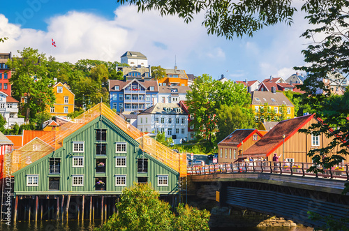 Obraz na płótnie Panoramic view of beautiful city Trondheim, Norway w salonie