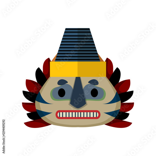 Abstract Papuan mask with bold shapes and cultural patterns.