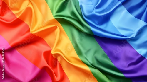 Obraz na płótnie Artfully draped and creased vibrant satin fabric in a saturated rainbow of colors reflecting the spirit of the LGBTQ of unity diversity and self expression w salonie