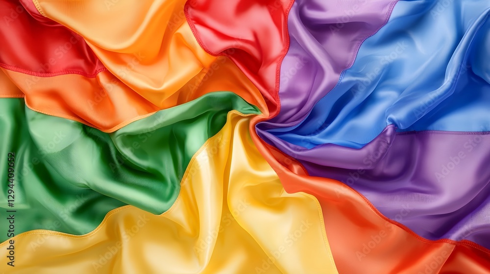 Beautifully Crumpled Rainbow Flag Texture with Dynamic Waves and Rich Fabric Details Vibrant Colors Symbolizing Unity Diversity and Love of the LGBTQ Community