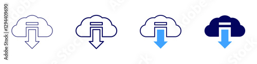 Cloud computing for developers icon in 4 different styles. Thin Line, Line, Bold Line, Duotone. Duotone style. Editable stroke