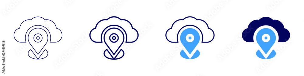 Cloud computing for research icon in 4 different styles. Thin Line, Line, Bold Line, Duotone. Duotone style. Editable stroke Cloud computing for research icon in 4 different styles. Thin Line, Line, Bold Line, Duotone. Duotone style. Editable stroke