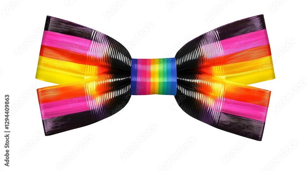 Beautifully crafted rainbow colored bow with a glossy finish each strand flowing seamlessly in a gradient effect perfect for LGBTQ designs and projects