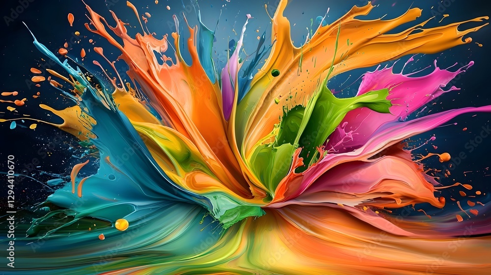 Captivating Multicolor Swirls in Dynamic Digital Painting with Vibrant Textured Splashes This high energy abstract artwork features a striking composition of bold