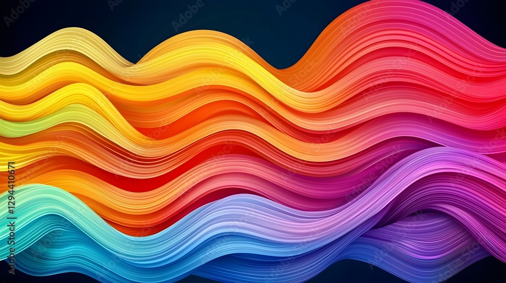 Captivating Futuristic Rainbow Wave Pattern with Fluid Color Transitions and Luminous Gradient Effects Ideal for Pride Backgrounds and Visually Striking Designs