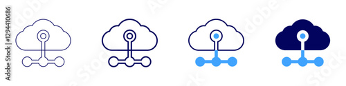 Cloud computing platforms comparison icon in 4 different styles. Thin Line, Line, Bold Line, Duotone. Duotone style. Editable stroke
