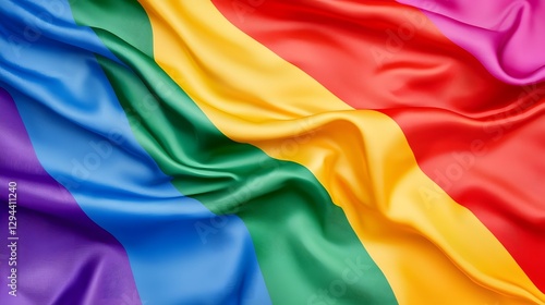 Obraz na płótnie Close up of a textured rainbow pride flag with gentle folds and shadows adding depth and dimension The vibrant colorful fabric symbolizes the strength inclusivity w salonie