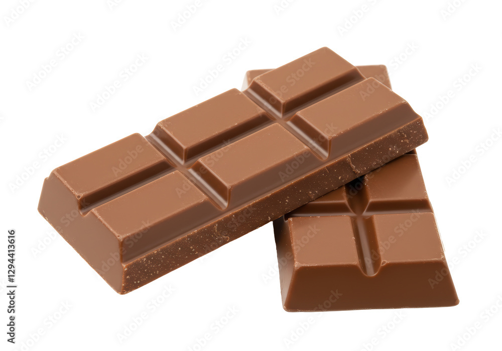 Isolated Milk Chocolate Bar Pieces with Crisp Detail Isolated Milk Chocolate Bar Pieces with Crisp Detail