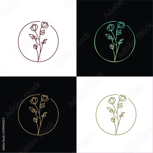 Botanical Natural Minimalistic Emblem With Plant Elements