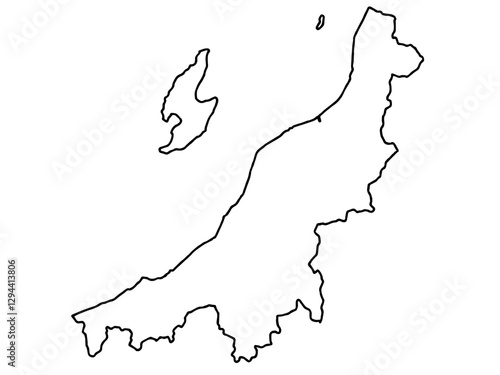 少しゆるい白い新潟県地図 中部地方 東日本