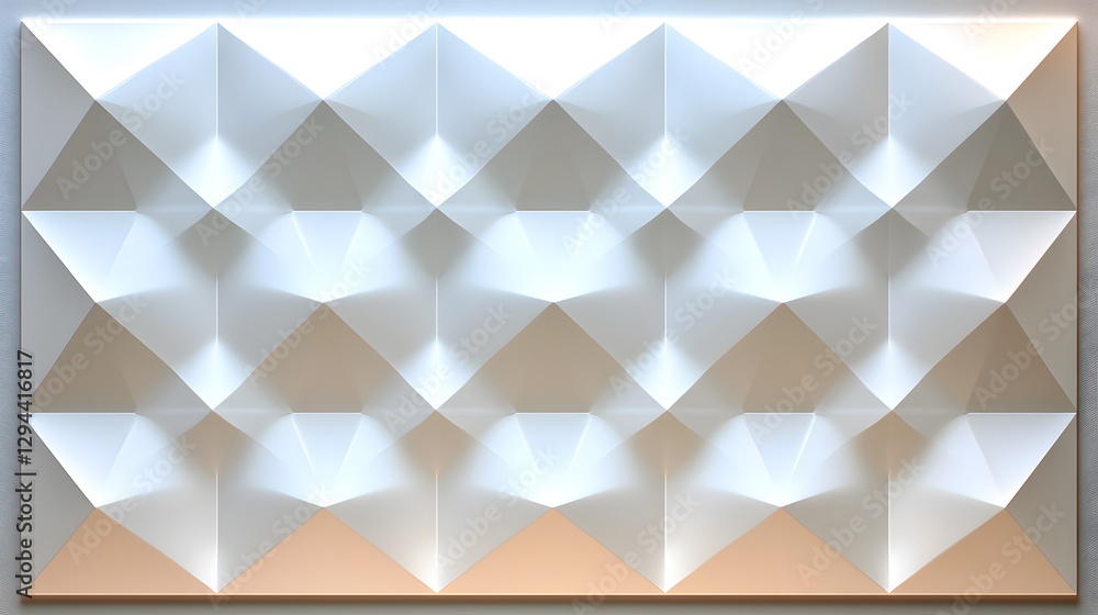 Obraz premium Textured wall panel design with geometric patterns and soft ambient lighting creating a modern aesthetic space
