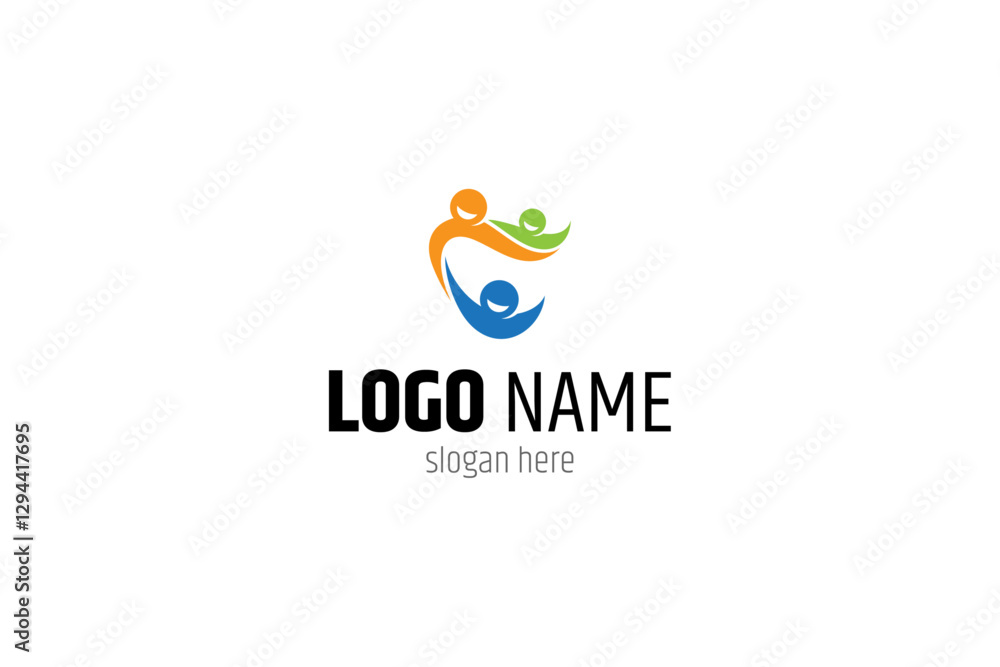 abstract community logo in colorful flat design style abstract community logo in colorful flat design style