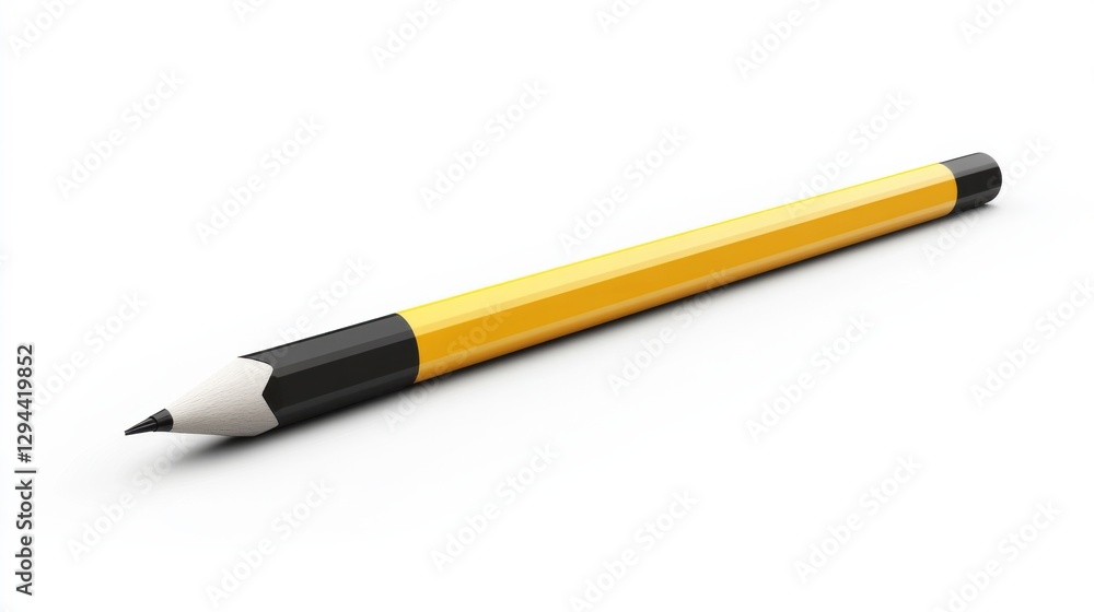 Yellow Pencil with Black Tip Isolated on White Background Yellow Pencil with Black Tip Isolated on White Background