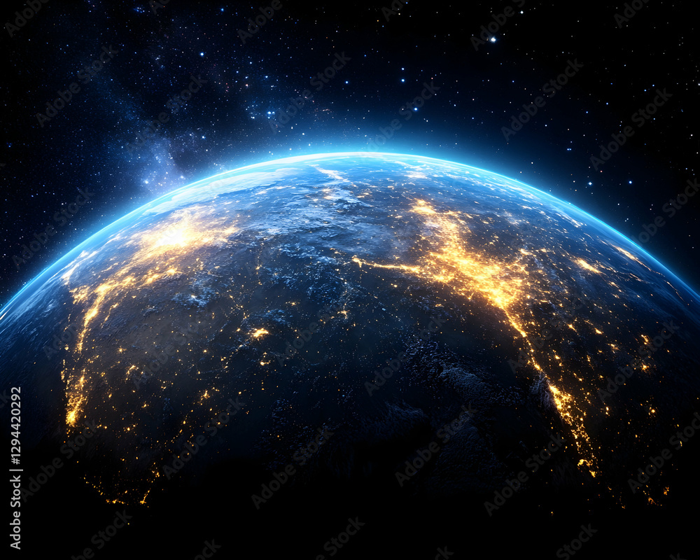 Obraz premium Earth at Night City Lights from Space