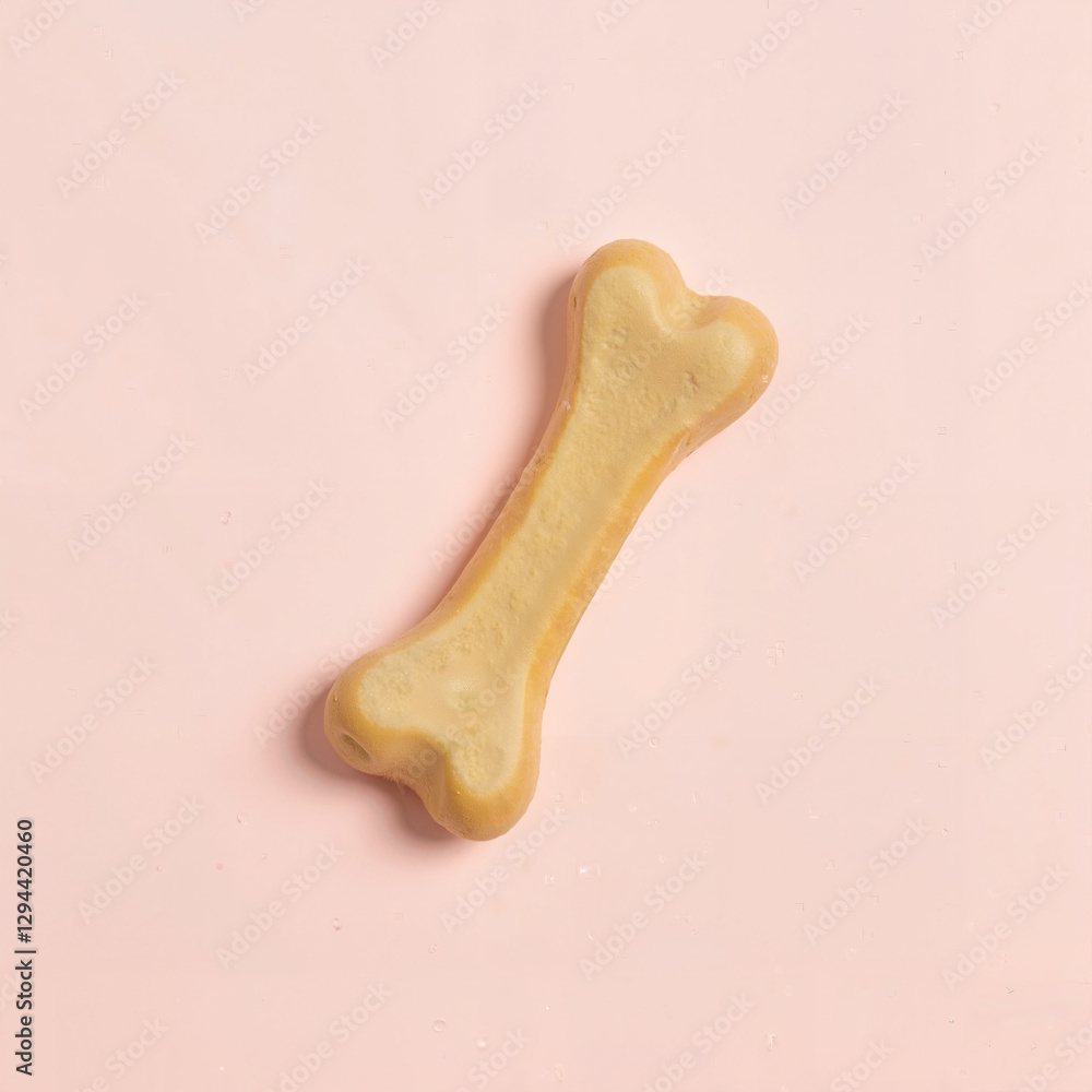 Dog treat in bone shape on soft pink background perfect for pet reward Dog treat in bone shape on soft pink background perfect for pet reward