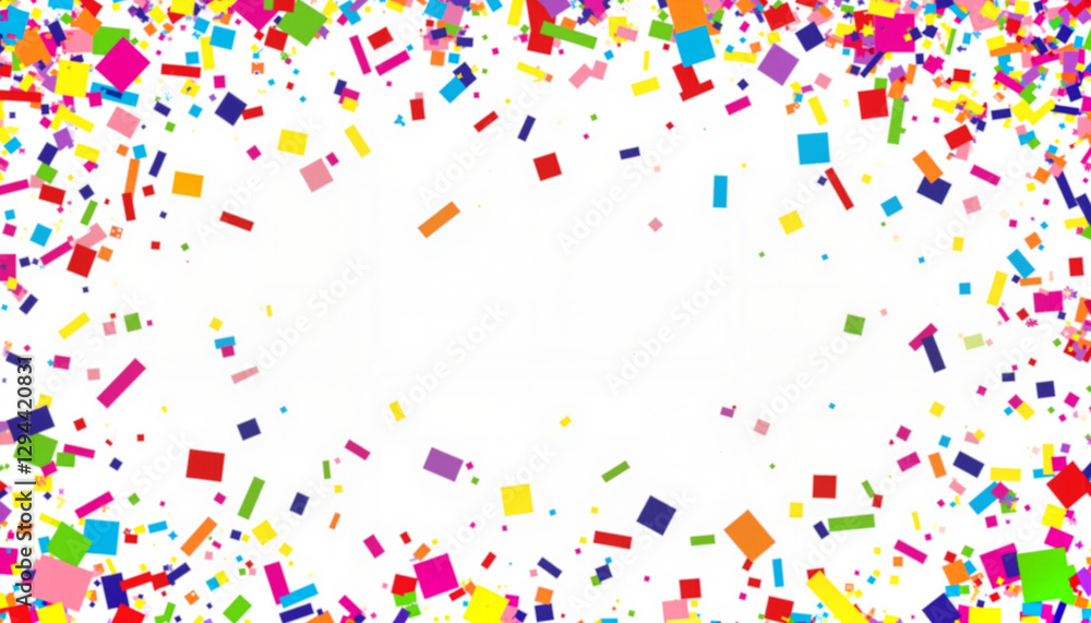 Obraz premium Blur colorful confetti explosion in bright background, celebration vibes with copy space