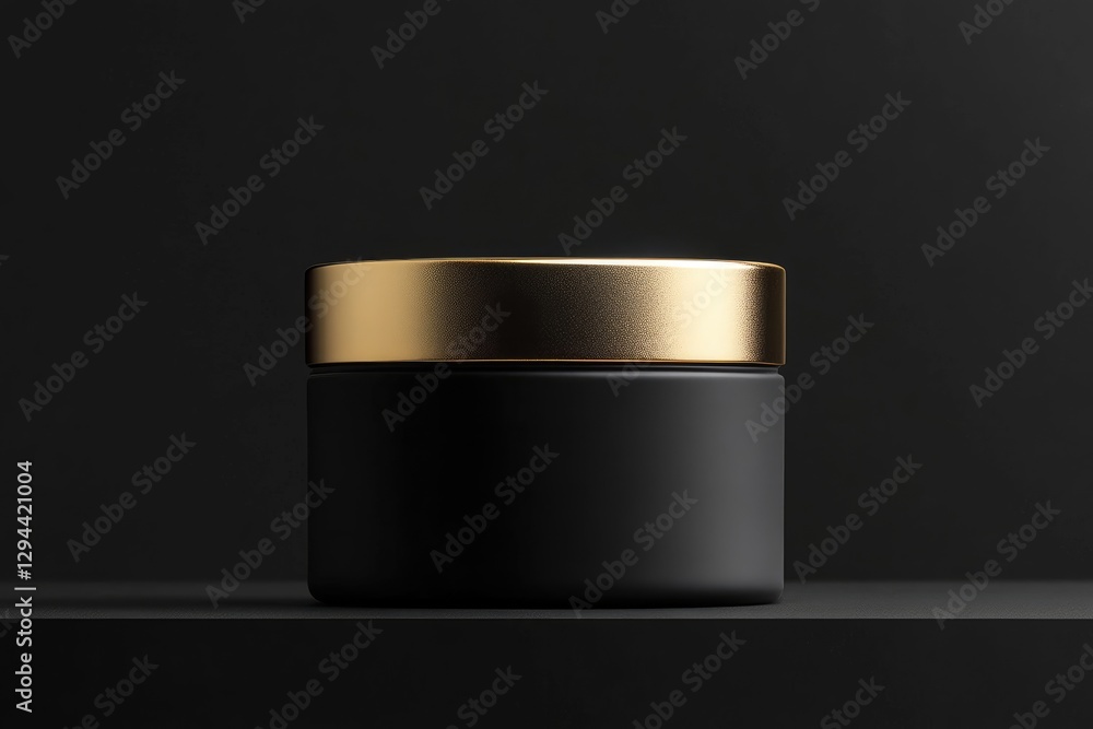 Matte finish cosmetic container with elegant gold foil branding space . commercial mockup container