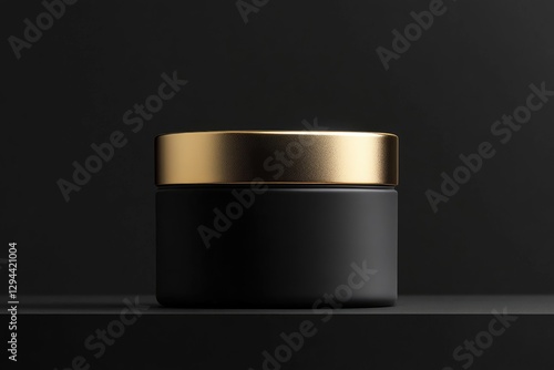 Obraz na płótnie Matte finish cosmetic container with elegant gold foil branding space . commercial mockup container w salonie
