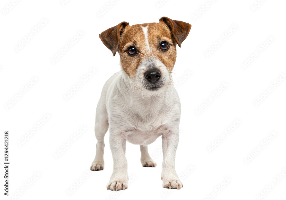 Isolated Jack Russell Terrier Standing Attentively Isolated Jack Russell Terrier Standing Attentively