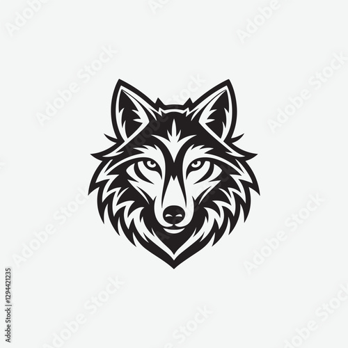 Download a high-quality wolf face vector silhouette with clean, sharp lines in black and white. Perfect for logos, tattoos, decals, and digital designs.