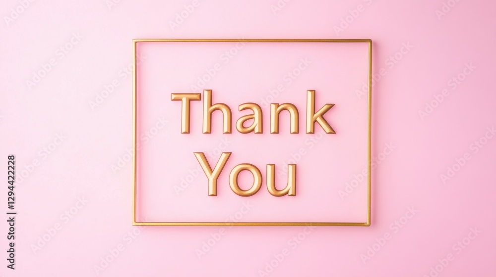 Elegant Gold Thank You Signage on Soft Pink Background Elegant Gold Thank You Signage on Soft Pink Background