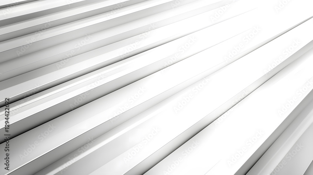 Shiny metallic lines arranged in perspective on a bright white background creating a modern abstract aesthetic Shiny metallic lines arranged in perspective on a bright white background creating a modern abstract aesthetic