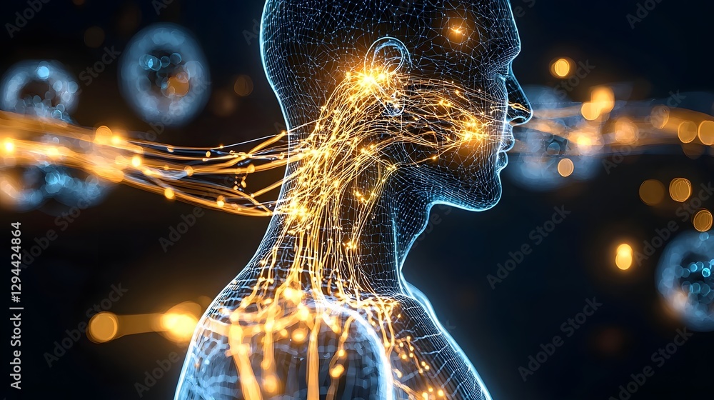 Time lapse sequence illustrating the dynamic journey of a drug as it travels through the human body with glowing pathways highlighting the intricate circulatory system and cellular interactions