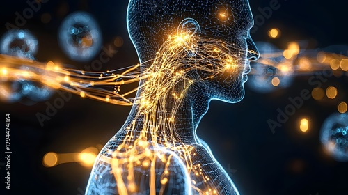 Obraz na płótnie Time lapse sequence illustrating the dynamic journey of a drug as it travels through the human body with glowing pathways highlighting the intricate circulatory system and cellular interactions w salonie
