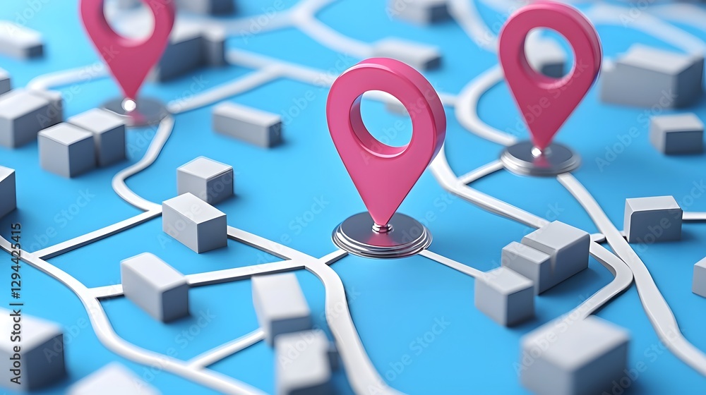 Vibrant 3D Isometric City Map with Illuminated Navigation Paths Interactive Travel Assistance Markers and Search Overlay Interface Symbolizing Modern Transportation Technology