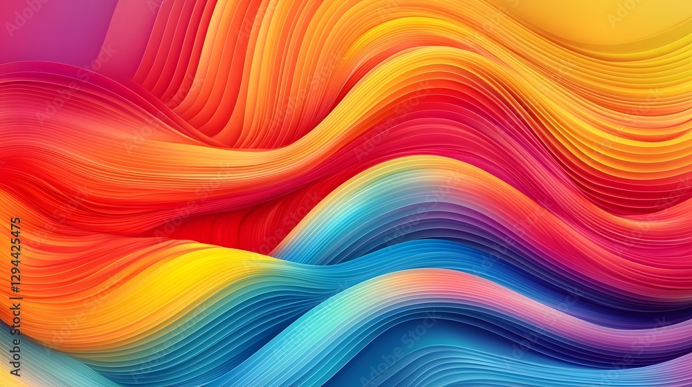 Naklejka premium Vibrant Abstract Rainbow Wave with Flowing Curves Symbolizing LGBTQ Pride Diversity and Inclusivity Dynamic and Energetic Composition Creating a Mesmerizing Captivating Backdrop