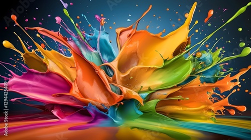 Obraz na płótnie Vibrant abstract expressionist inspired background with dynamic paint splashes smooth color transitions w salonie
