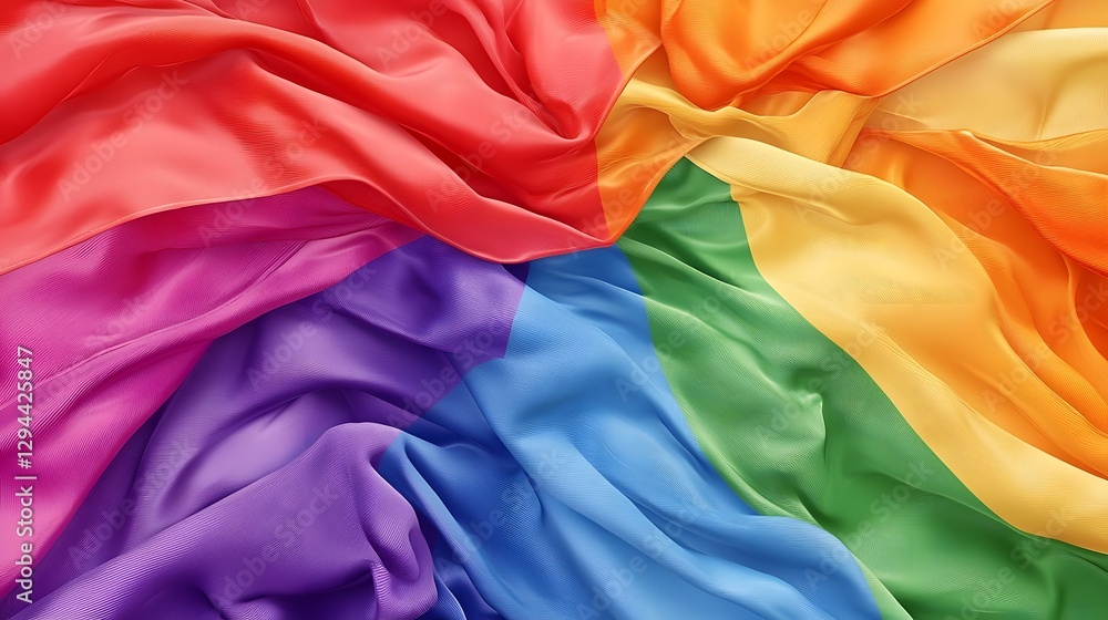 Vibrant and Colorful LGBTQ Pride Flag with Fabric Texture and Dynamic Lighting Representing Love Diversity and the Fight for LGBTQ Rights and