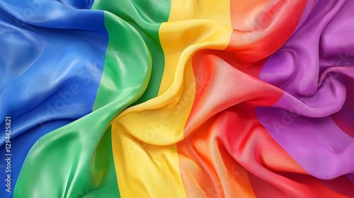 Obraz na płótnie Vibrant and Colorful LGBTQ Pride Flag with Fabric Folds and Dynamic Lighting Enhancing the Depth and Texture Representing Love Diversity and LGBTQ Rights w salonie