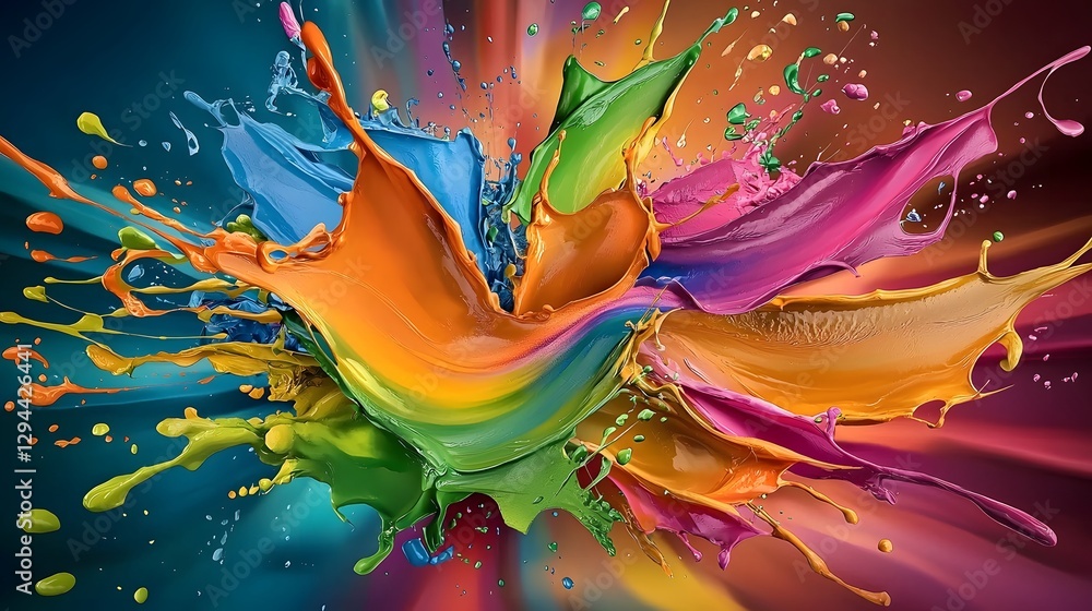 Vibrant and Energetic Abstract Expressionism Inspired Background with Dynamic Paint Bursts Smooth Color Transitions
