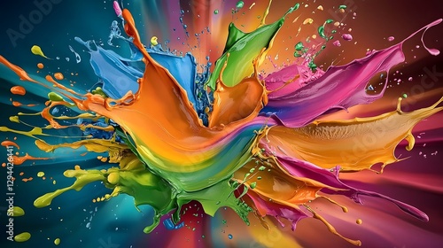 Obraz na płótnie Vibrant and Energetic Abstract Expressionism Inspired Background with Dynamic Paint Bursts Smooth Color Transitions w salonie