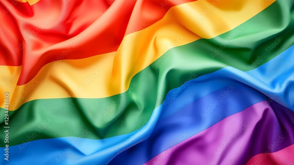 Vibrant and Rainbow Flag Background with Flowing Fabric Creases and Saturated Hues Reflecting the Spirit Unity and Self Expression of the LGBTQ Community